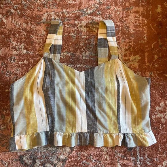 RVCA - Green, Yellow and White striped tank cropped top - Picture 4 of 5